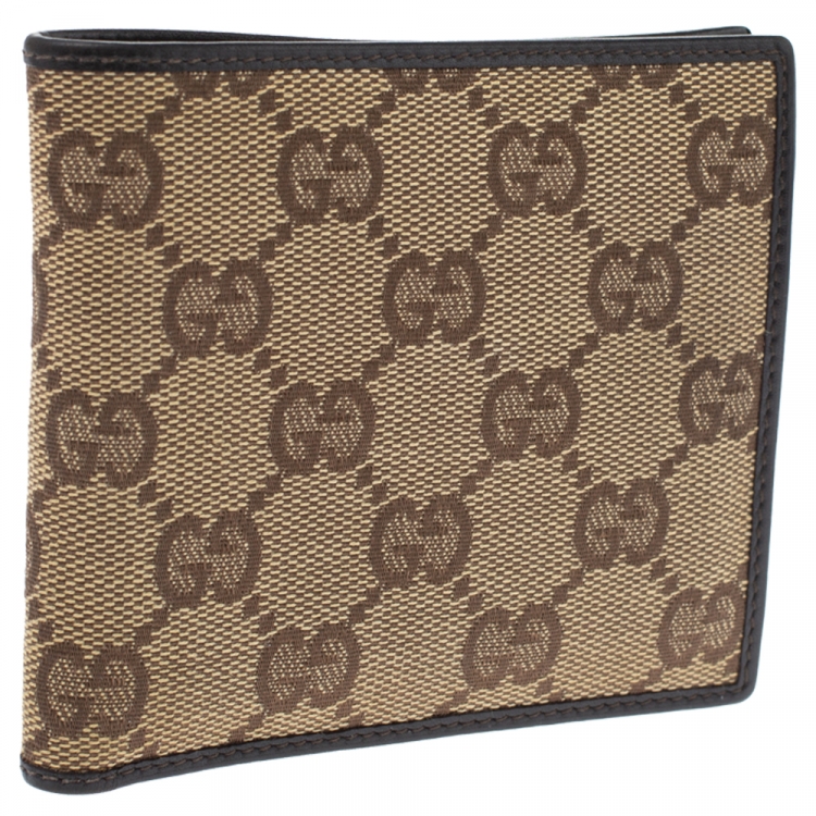 Pre Owned Gucci Beige GG Canvas Bi Fold Wallet