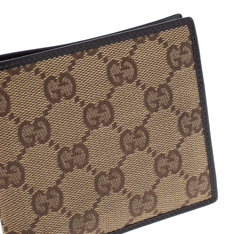 Pre Owned Gucci Beige GG Canvas Bi Fold Wallet