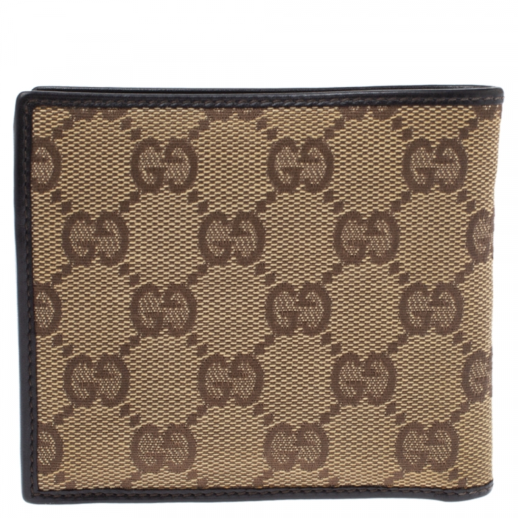 Pre Owned Gucci Beige GG Canvas Bi Fold Wallet