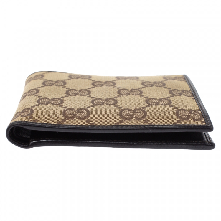 Pre Owned Gucci Beige GG Canvas Bi Fold Wallet