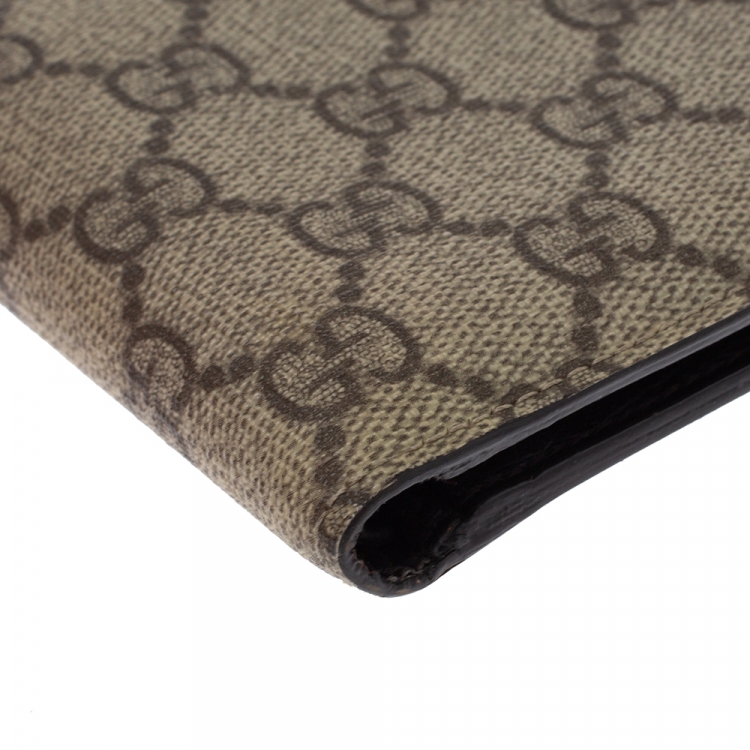 Pre Owned Gucci Beige GG Supreme Canvas Bi Fold Wallet