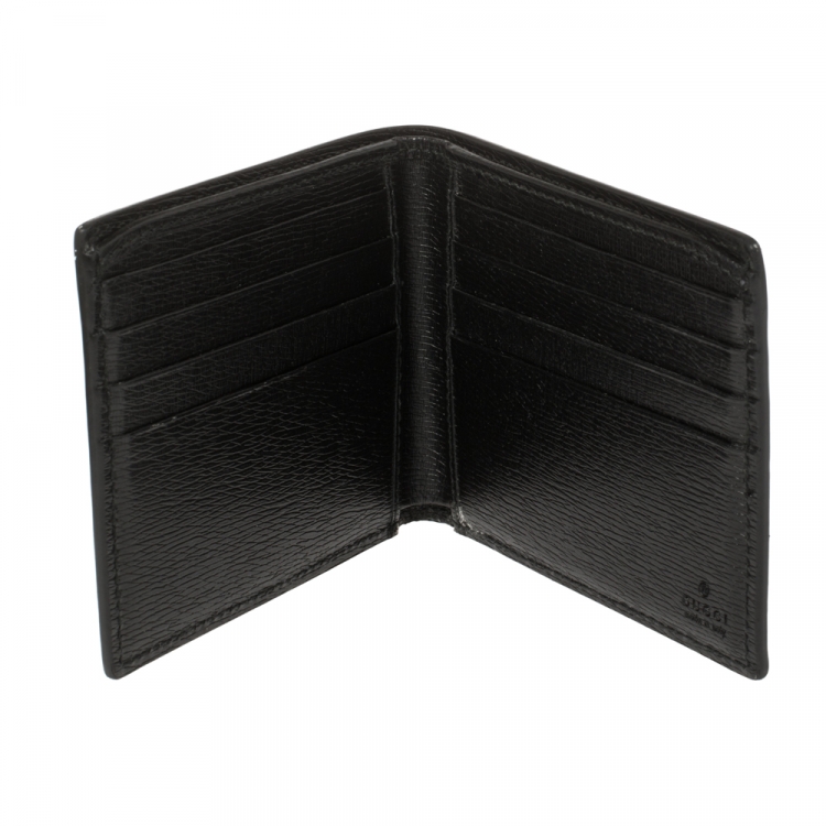 Pre Owned Gucci Black Leather Kingsnake Bifold Wallet
