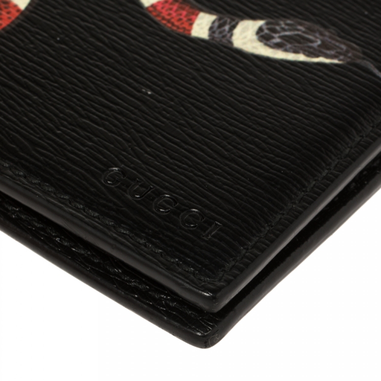 Pre Owned Gucci Black Leather Kingsnake Bifold Wallet
