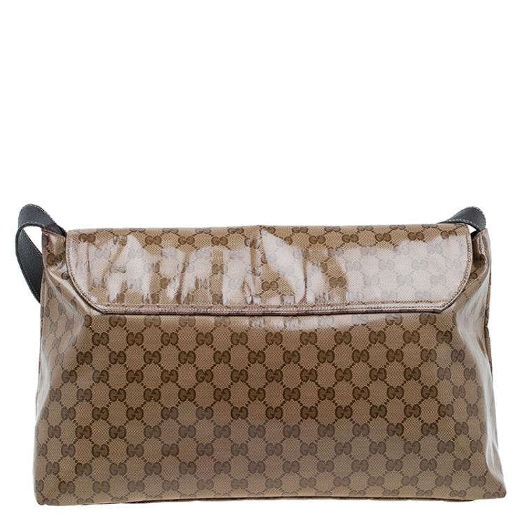 Pre Owned Gucci Beige/Ebony GG Crystal Coated Canvas Messenger Bag