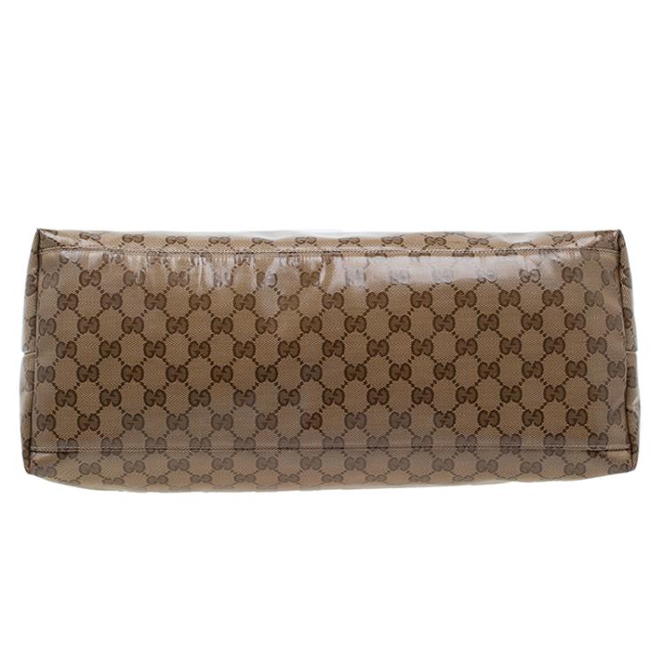 Pre Owned Gucci Beige/Ebony GG Crystal Coated Canvas Messenger Bag