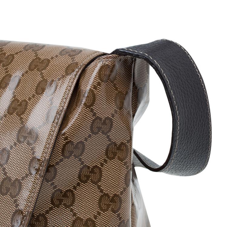 Pre Owned Gucci Beige/Ebony GG Crystal Coated Canvas Messenger Bag