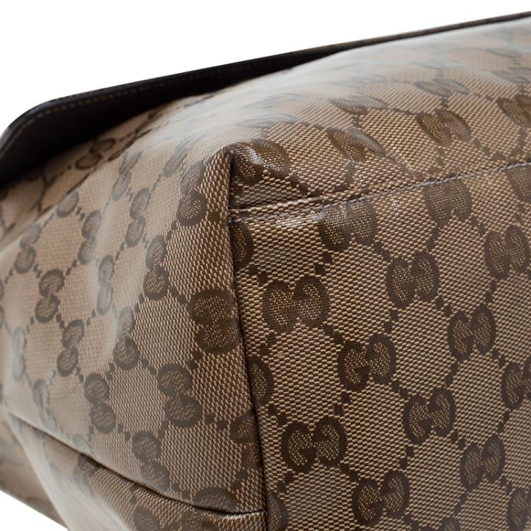Pre Owned Gucci Beige/Ebony GG Crystal Coated Canvas Messenger Bag