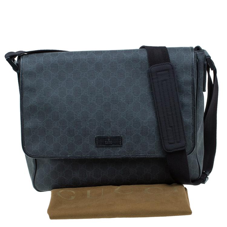 Pre Owned Gucci Black GG Coated Canvas Messenger Bag