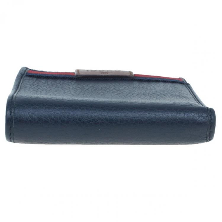 Pre Owned Gucci Blue Leather Bi-Fold Mens Wallet