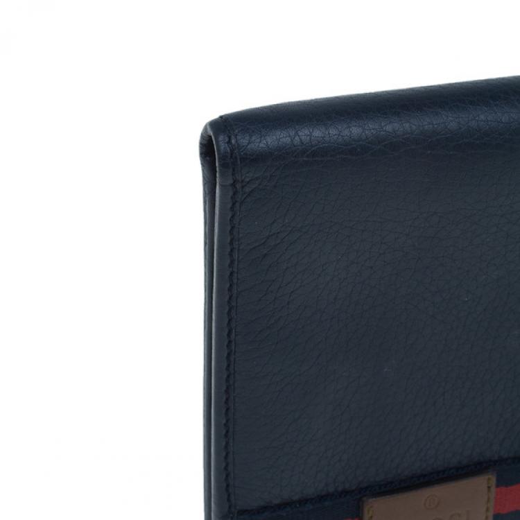 Pre Owned Gucci Blue Leather Bi-Fold Mens Wallet