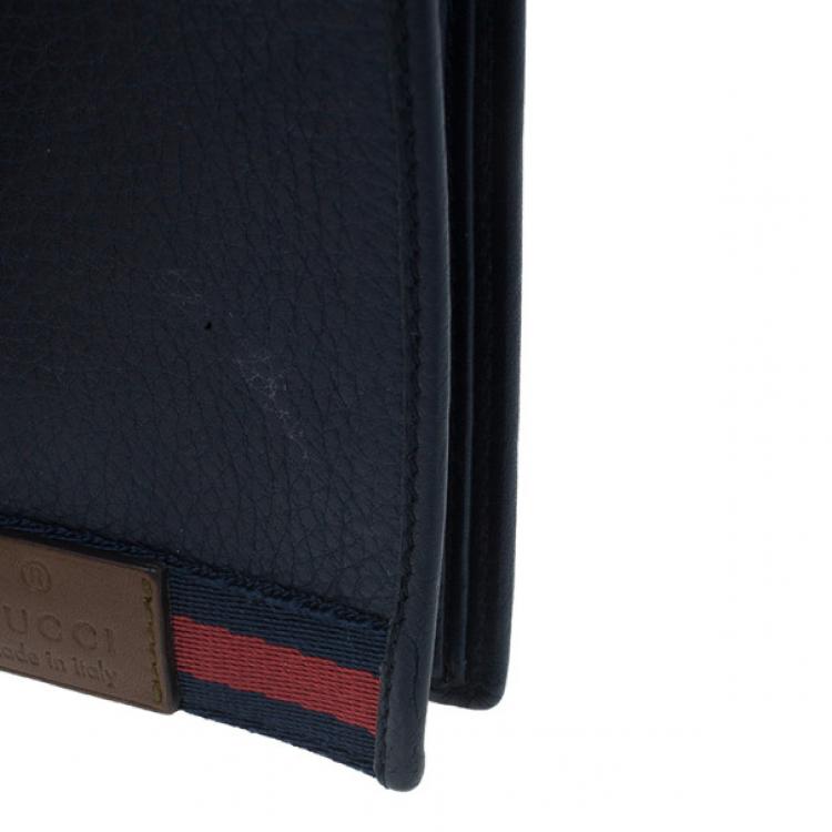 Pre Owned Gucci Blue Leather Bi-Fold Mens Wallet