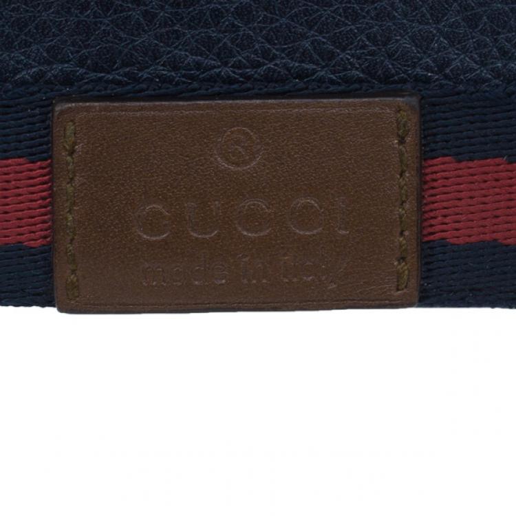 Pre Owned Gucci Blue Leather Bi-Fold Mens Wallet