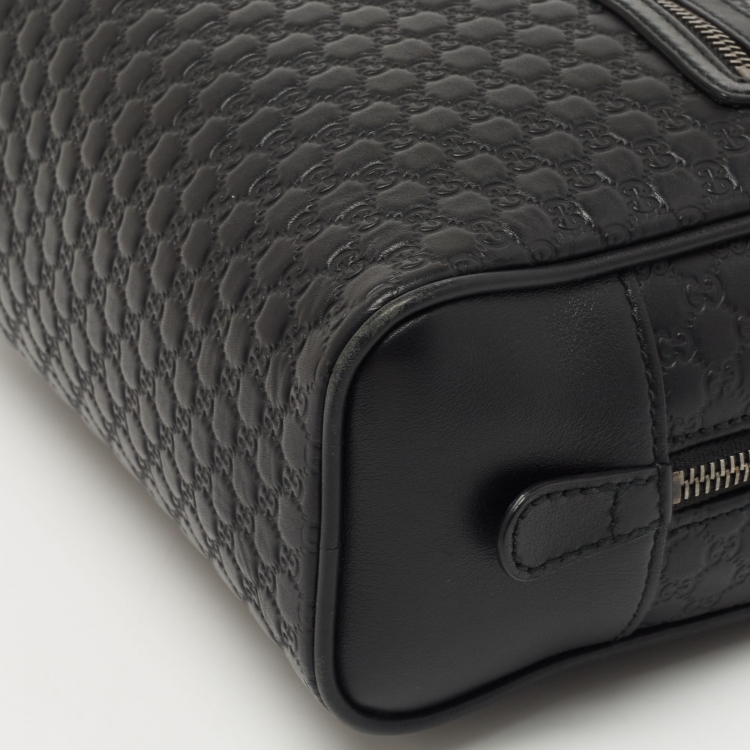 Pre Owned Gucci Black Microguccisima Leather Toiletry Pouch