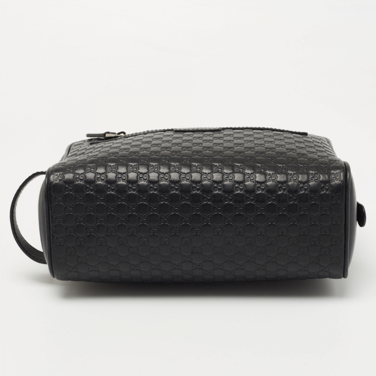 Pre Owned Gucci Black Microguccisima Leather Toiletry Pouch