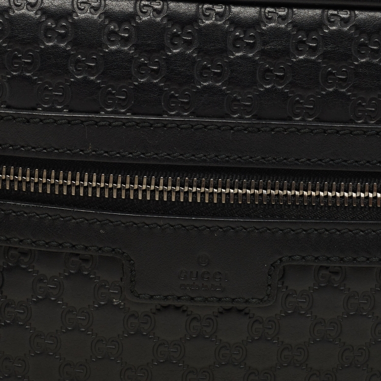 Pre Owned Gucci Black Microguccisima Leather Toiletry Pouch
