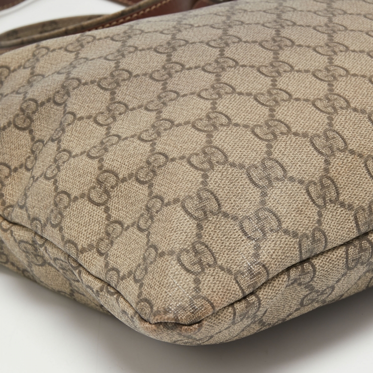 Pre Owned Gucci Beige Supreme Canvas Web Messenger Bag