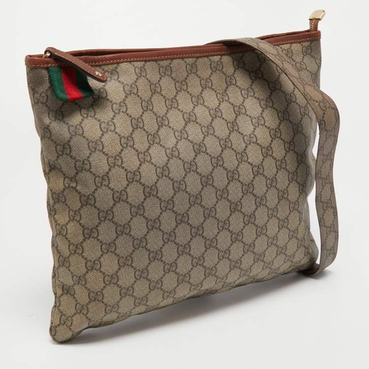 Pre Owned Gucci Beige Supreme Canvas Web Messenger Bag