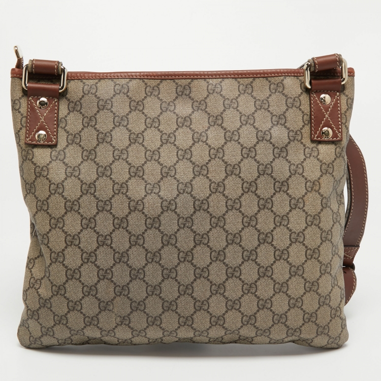 Pre Owned Gucci Beige Supreme Canvas Web Messenger Bag