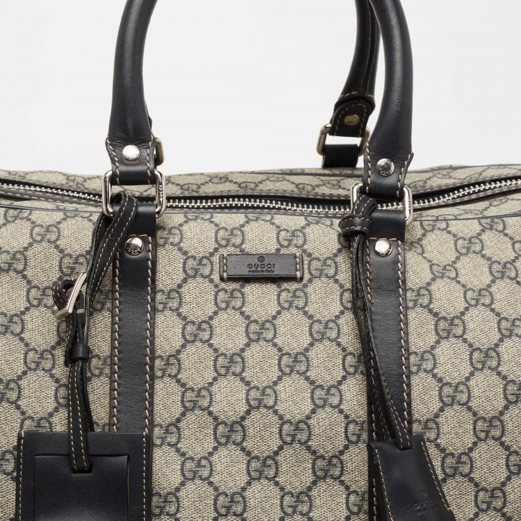 Pre Owned Gucci Blue/Beige GG Supreme Canvas Trolley Duffle Bag