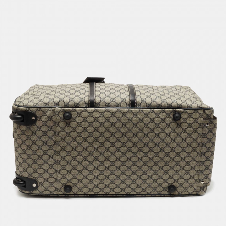 Pre Owned Gucci Blue/Beige GG Supreme Canvas Trolley Duffle Bag