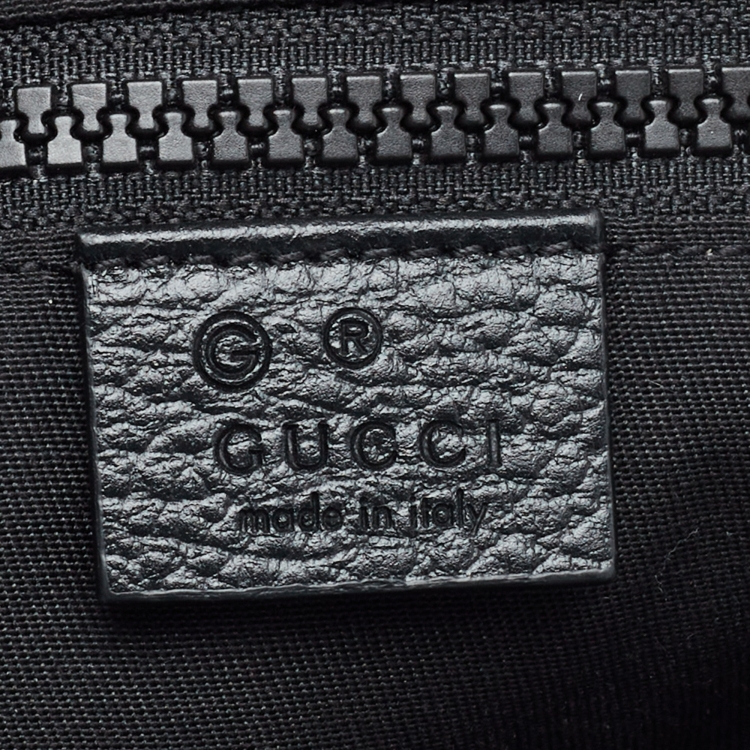Pre Owned Gucci Black GG Nylon and Leather Messenger Bag