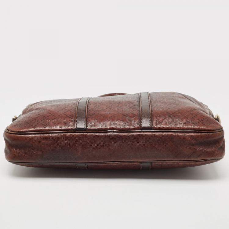 Pre Owned Gucci Brown Diamante Leather Briefcase