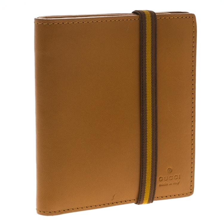 Pre Owned Gucci Brown Leather Bi Fold Card Holder and Wallet