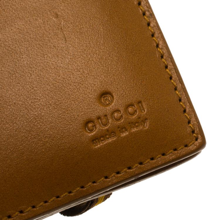 Pre Owned Gucci Brown Leather Bi Fold Card Holder and Wallet