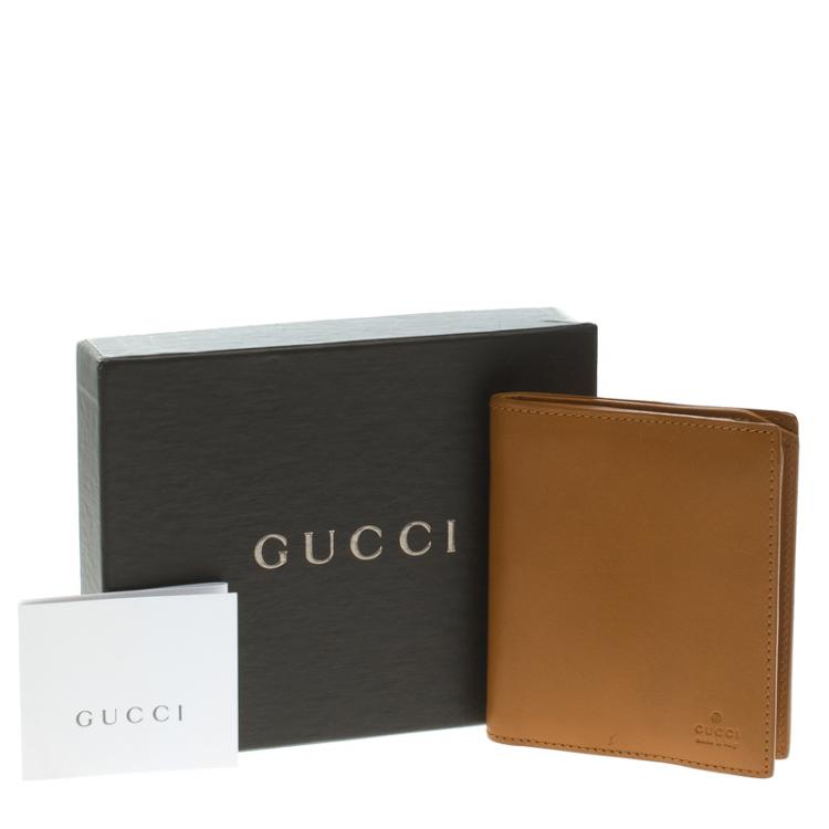 Pre Owned Gucci Brown Leather Bi Fold Card Holder and Wallet
