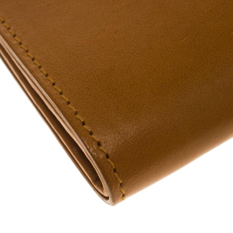Pre Owned Gucci Brown Leather Bi Fold Card Holder and Wallet