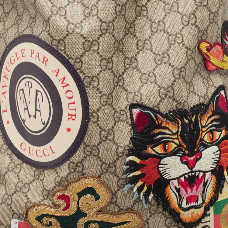 مملوكة مسبقًا Gucci Beige/Brown GG Supreme Canvas Courrier Drawstring Backpack