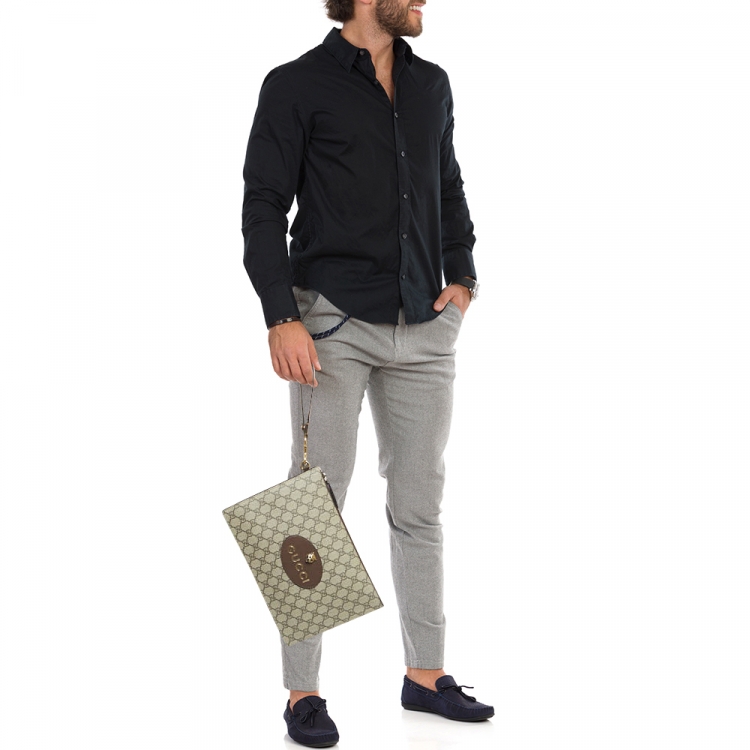 Pre Owned Gucci Beige GG Supreme Canvas Neo Vintage Pouch
