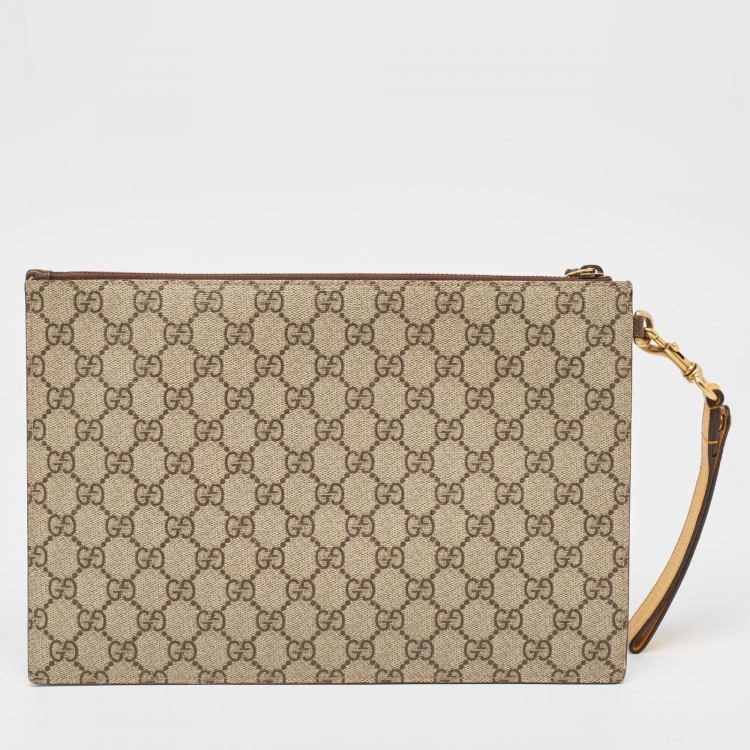 Pre Owned Gucci Beige GG Supreme Canvas Neo Vintage Pouch