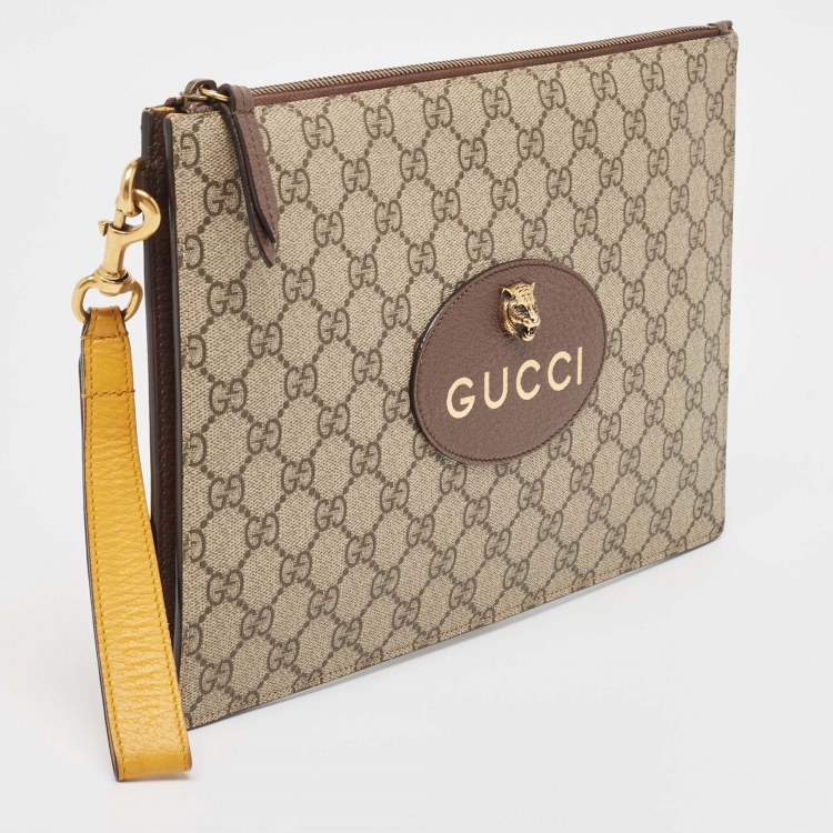 Pre Owned Gucci Beige GG Supreme Canvas Neo Vintage Pouch