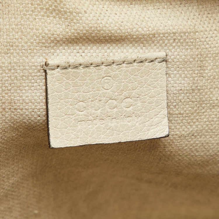 Pre Owned Gucci Off White Leather Logo Web Belt Bag