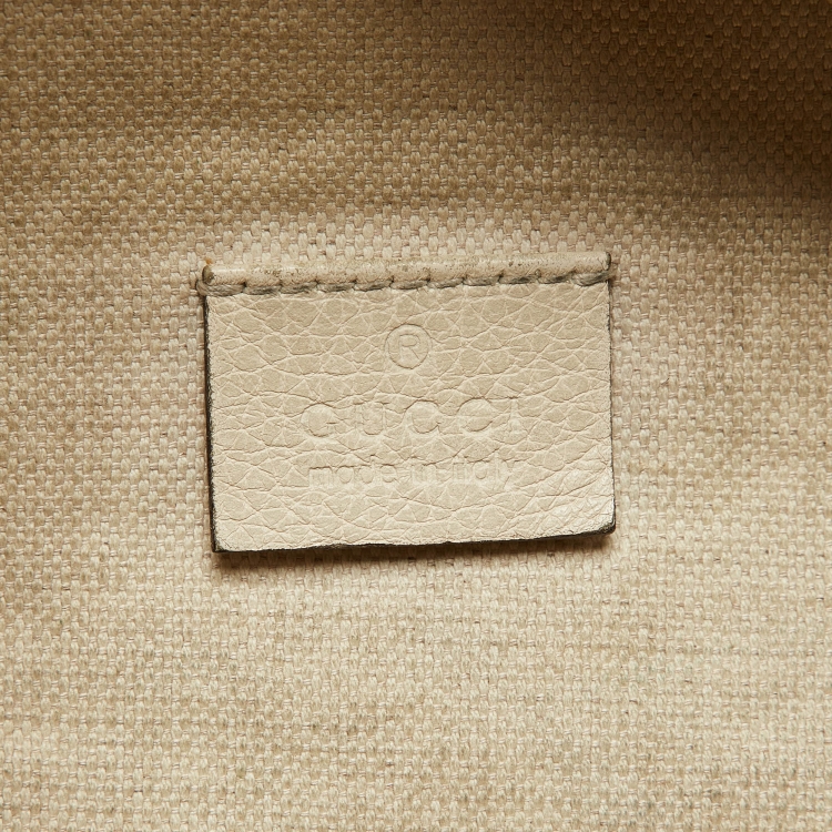 Pre Owned Gucci Off White Leather Logo Web Belt Bag