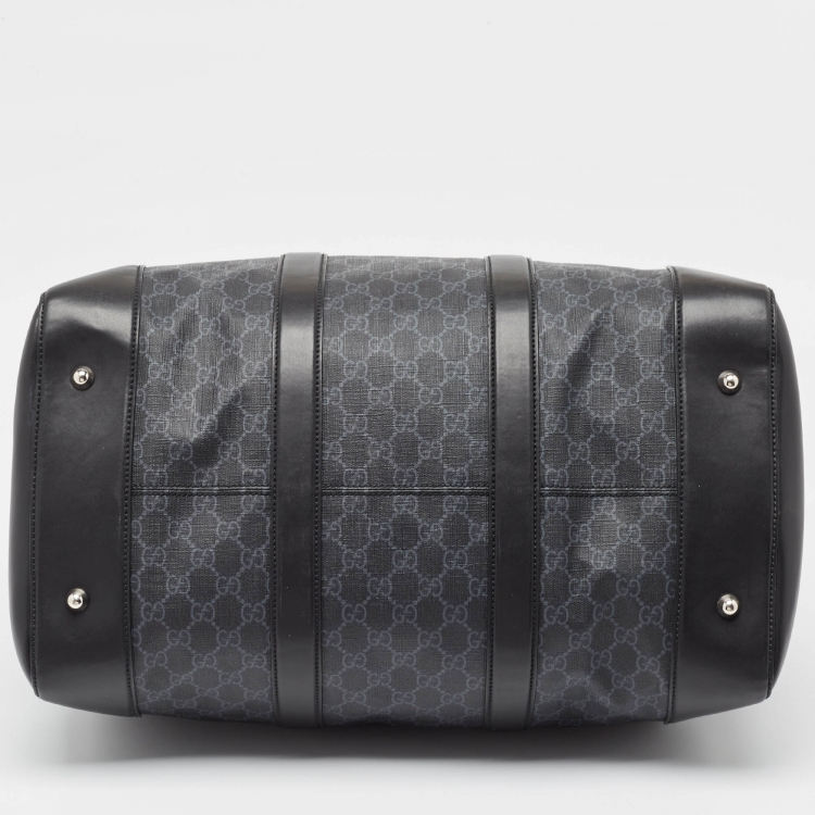 مملوكة مسبقًا Gucci Black GG Supreme Canvas and Leather Medium  Carry-On Duffle Bag