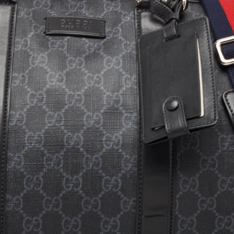 مملوكة مسبقًا Gucci Black GG Supreme Canvas and Leather Medium  Carry-On Duffle Bag