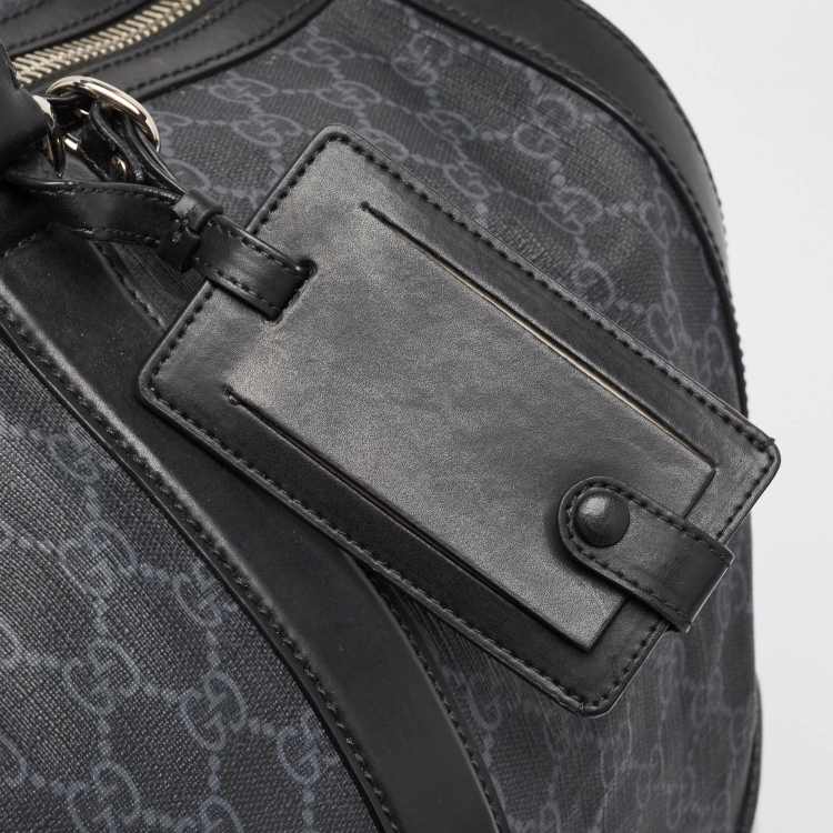 مملوكة مسبقًا Gucci Black GG Supreme Canvas and Leather Medium  Carry-On Duffle Bag