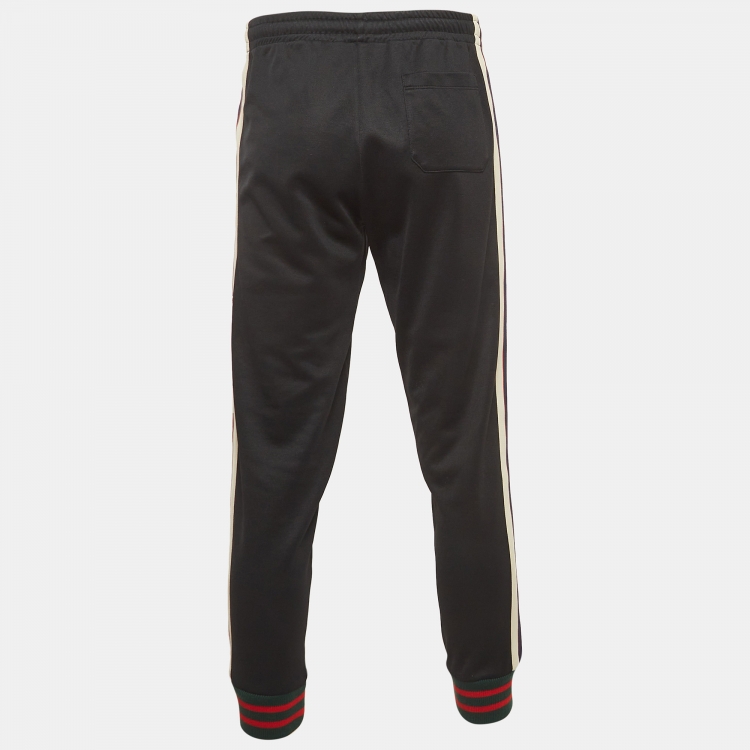 مملوكة مسبقًا Gucci Black Side Strip Cotton Jersey Track Pants XS