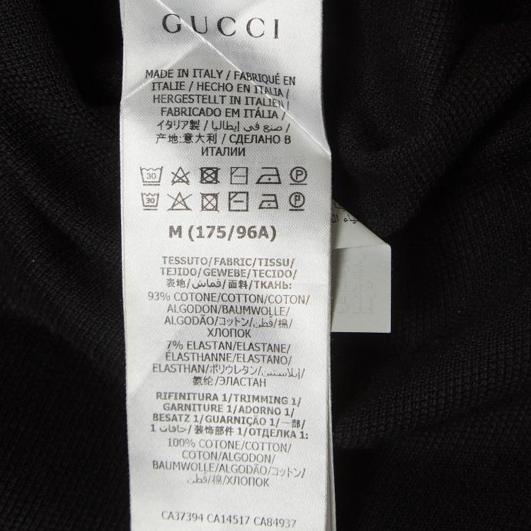 Pre Owned Gucci Black Interlocking G Logo Stripe Pique Polo T-Shirt M