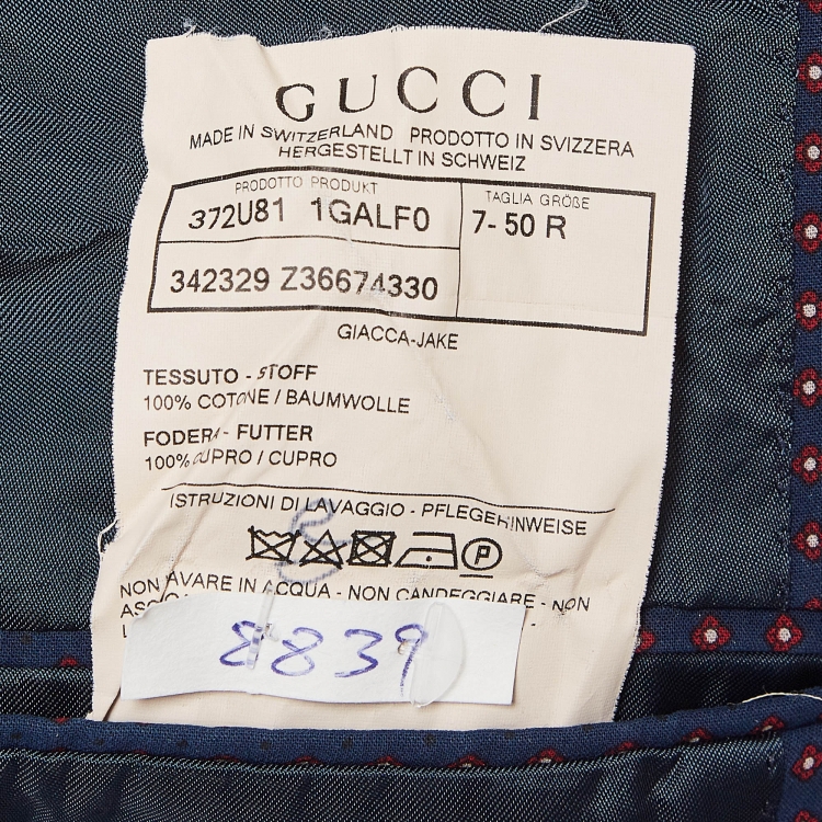 Pre Owned Gucci Blue Flower Print Cotton Pants Suit M/L