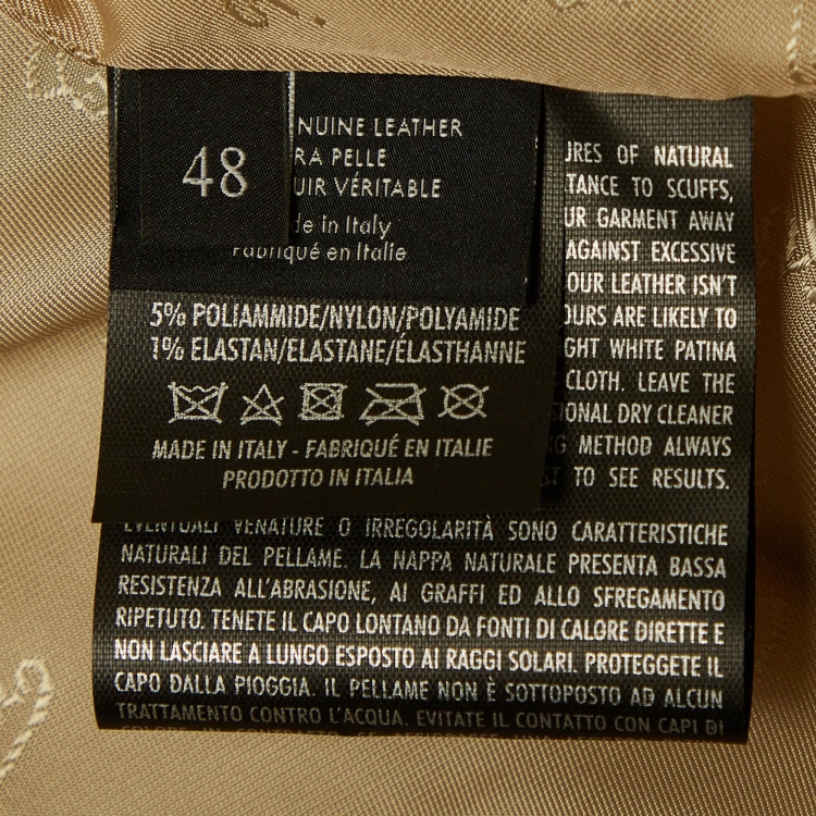 Pre Owned Gucci Beige Leather Bomber Jacket M
