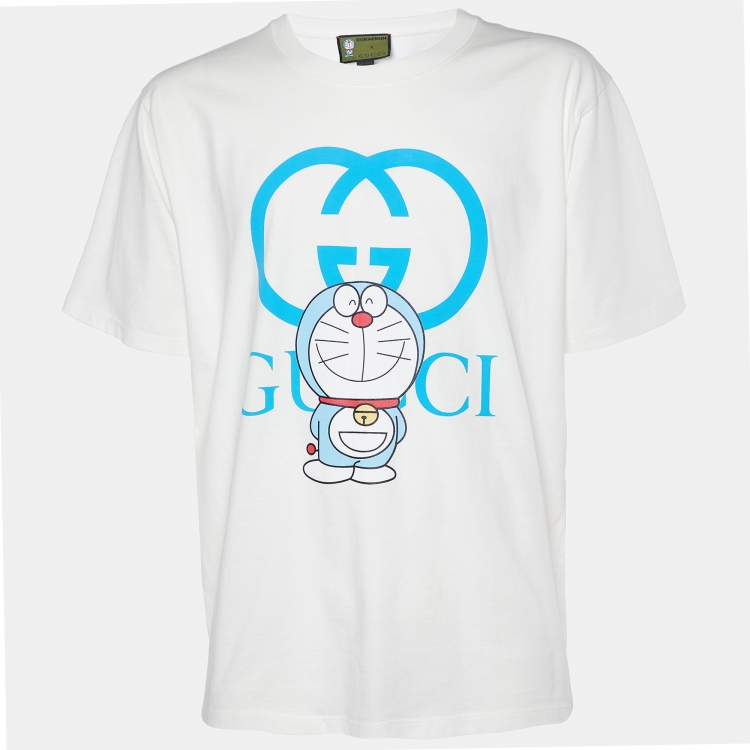 Gucci X Doraemon White Printed Cotton Crewneck Oversized T