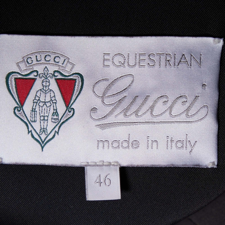 Pre Owned Gucci Equestrian Black Synthetic Zip Up Jacket S