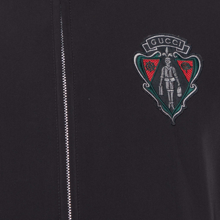 Pre Owned Gucci Equestrian Black Synthetic Zip Up Jacket S