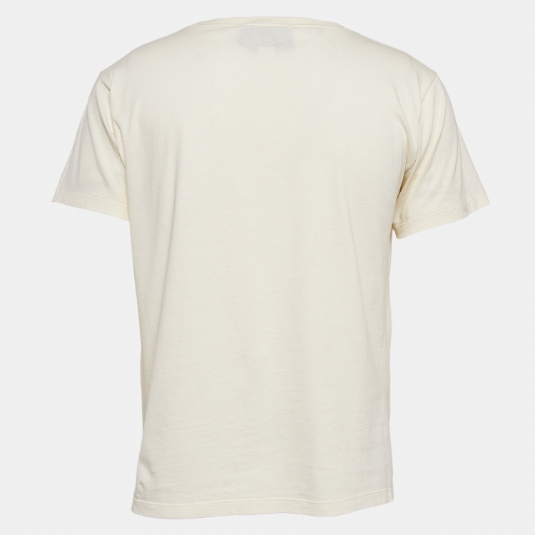 مملوكة مسبقًا Gucci Cream Tiger Printed Jersey Crewneck T-Shirt S