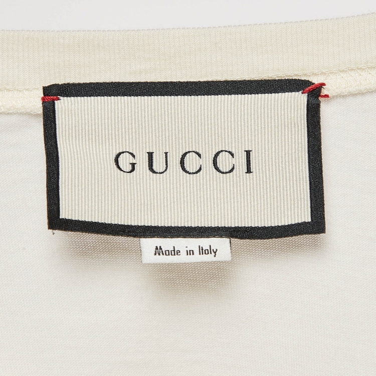 مملوكة مسبقًا Gucci Cream Tiger Printed Jersey Crewneck T-Shirt S