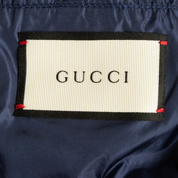 Pre Owned Gucci Black Printed Synthetic Zip-Up Jacket L