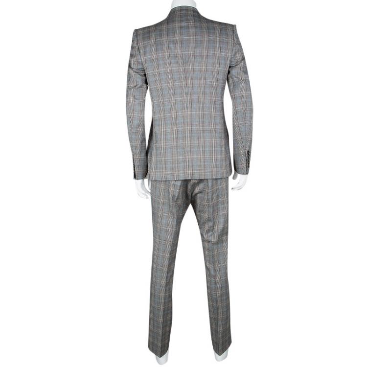 Pre Owned Gucci Monochrome Glen Plaid Tailored Suit L
